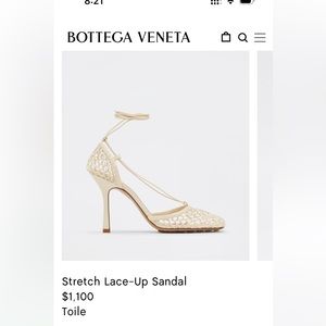 Bottega Stretch Lace-Up Sandal 37.5
